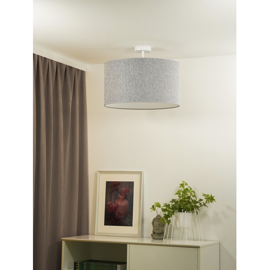 Duolla - Kiinteä kattokruunu ROLLER ECO RECYCLING 1xE27/15W/230V halkaisija 45 cm harmaa