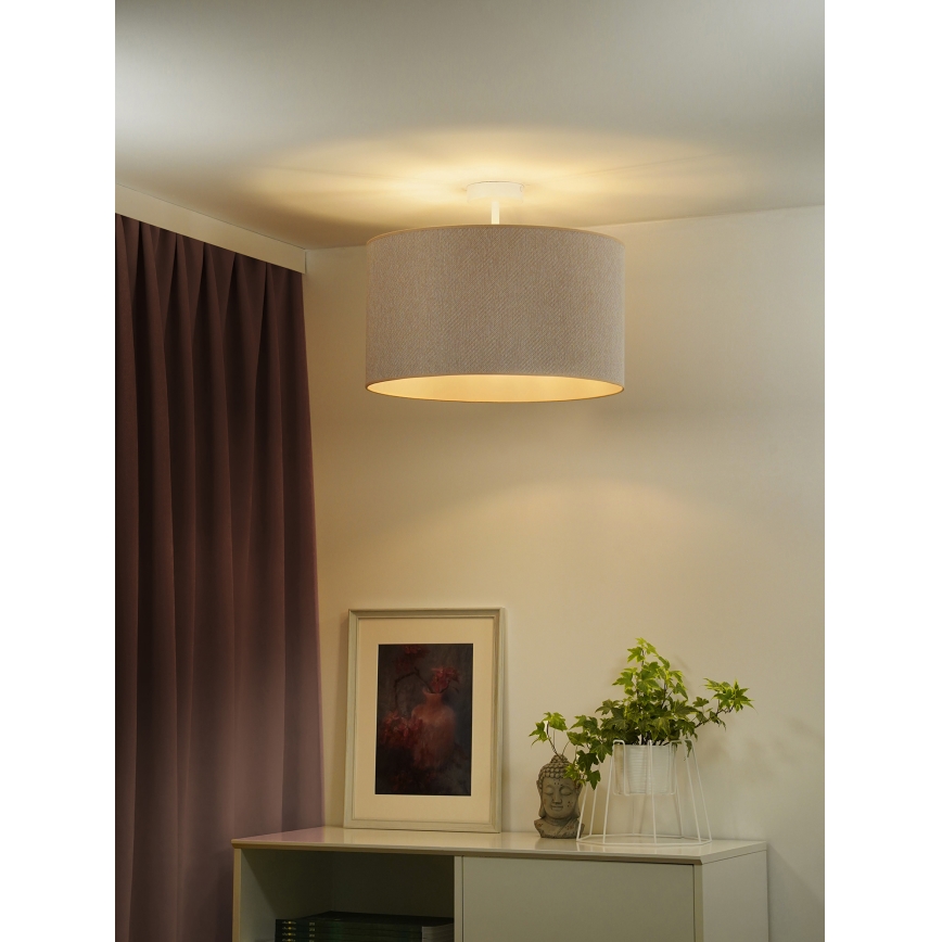 Duolla - Kiinteä kattokruunu ROLLER ECO RECYCLING 1xE27/15W/230V halkaisija 45 cm kerma