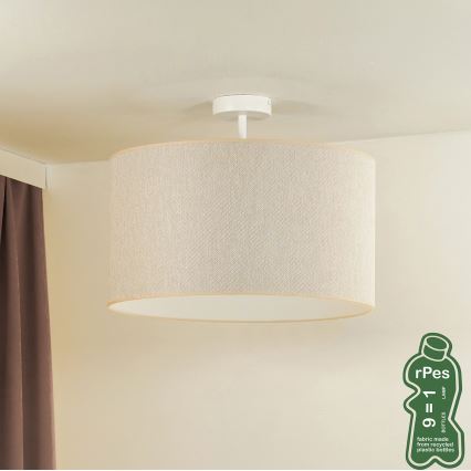 Duolla - Kiinteä kattokruunu ROLLER ECO RECYCLING 1xE27/15W/230V halkaisija 45 cm kerma