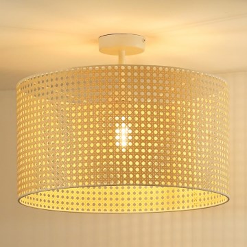 Duolla - Kiinteä kattokruunu ROLLER RATTAN 1xE27/15W/230V halkaisija 45 cm beige