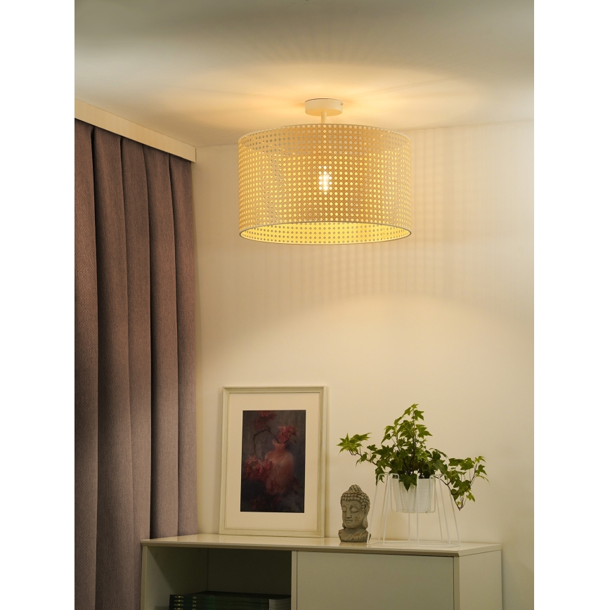 Duolla - Kiinteä kattokruunu ROLLER RATTAN 1xE27/15W/230V halkaisija 45 cm beige