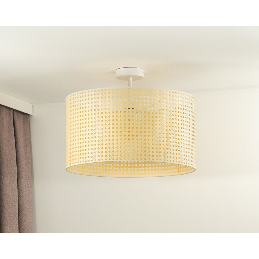 Duolla - Kiinteä kattokruunu ROLLER RATTAN 1xE27/15W/230V halkaisija 45 cm beige