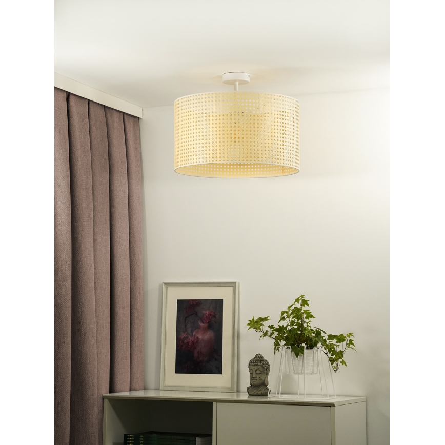 Duolla - Kiinteä kattokruunu ROLLER RATTAN 1xE27/15W/230V halkaisija 45 cm beige