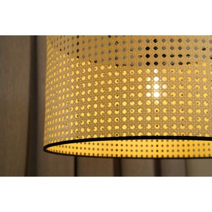 Duolla - Kiinteä kattokruunu ROLLER RATTAN 1xE27/15W/230V halkaisija 45 cm beige/musta