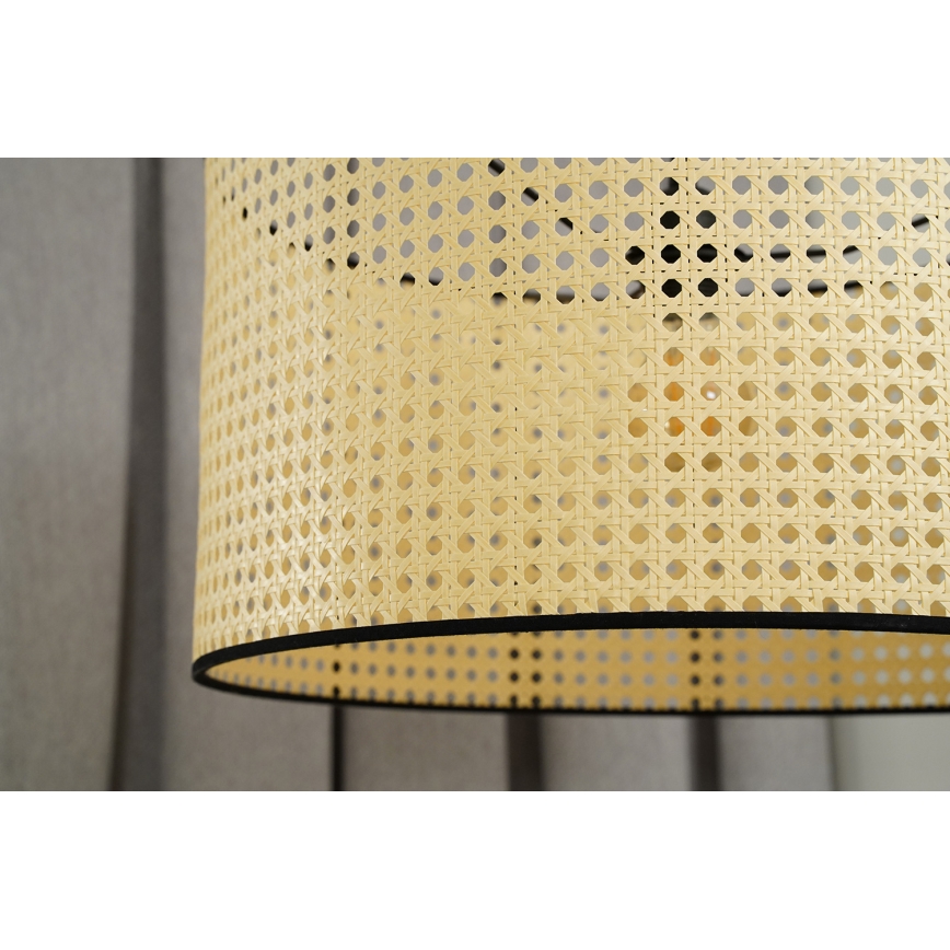 Duolla - Kiinteä kattokruunu ROLLER RATTAN 1xE27/15W/230V halkaisija 45 cm beige/musta