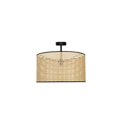 Duolla - Kiinteä kattokruunu ROLLER RATTAN 1xE27/15W/230V halkaisija 45 cm beige/musta
