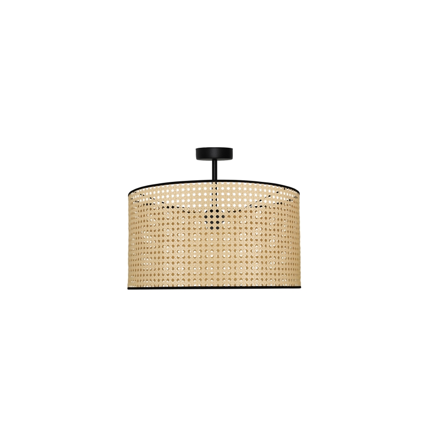 Duolla - Kiinteä kattokruunu ROLLER RATTAN 1xE27/15W/230V halkaisija 45 cm beige/musta