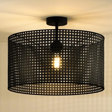 Duolla - Kiinteä kattokruunu ROLLER RATTAN 1xE27/15W/230V halkaisija 45 cm musta