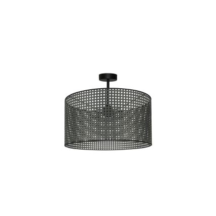 Duolla - Kiinteä kattokruunu ROLLER RATTAN 1xE27/15W/230V halkaisija 45 cm musta