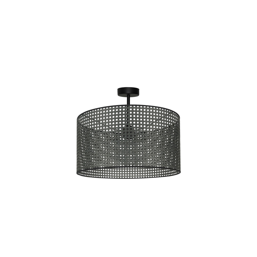 Duolla - Kiinteä kattokruunu ROLLER RATTAN 1xE27/15W/230V halkaisija 45 cm musta