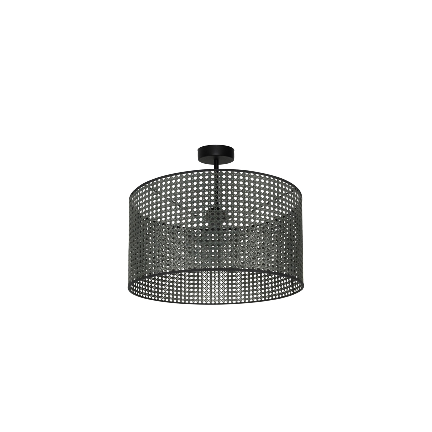 Duolla - Kiinteä kattokruunu ROLLER RATTAN 1xE27/15W/230V halkaisija 45 cm musta