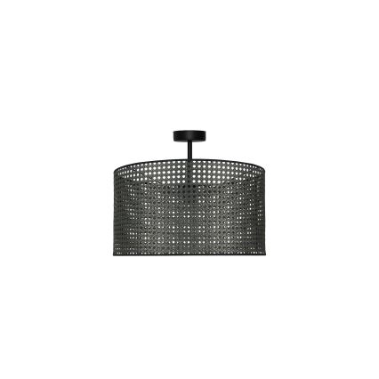 Duolla - Kiinteä kattokruunu ROLLER RATTAN 1xE27/15W/230V halkaisija 45 cm musta