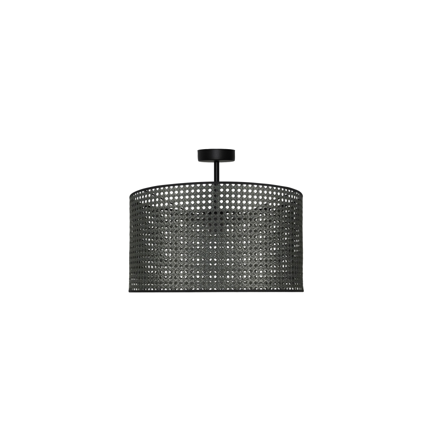 Duolla - Kiinteä kattokruunu ROLLER RATTAN 1xE27/15W/230V halkaisija 45 cm musta
