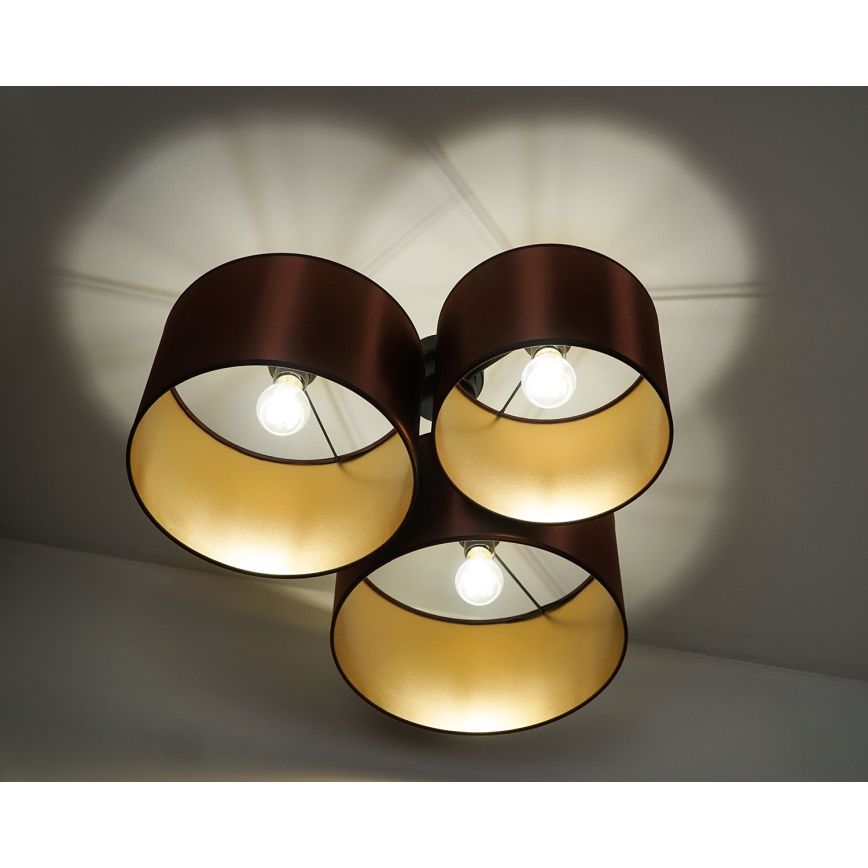 Duolla - Kiinteä kattokruunu ROLLER TRIO SHINY 3xE27/15W/230V kupari/kulta