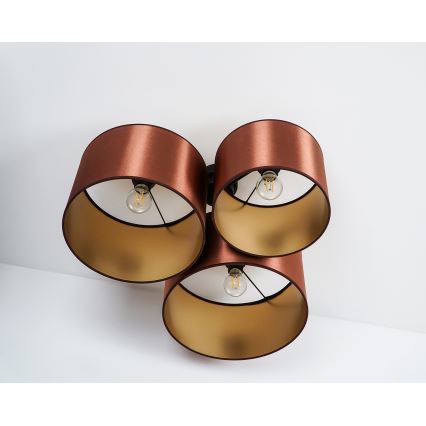 Duolla - Kiinteä kattokruunu ROLLER TRIO SHINY 3xE27/15W/230V kupari/kulta