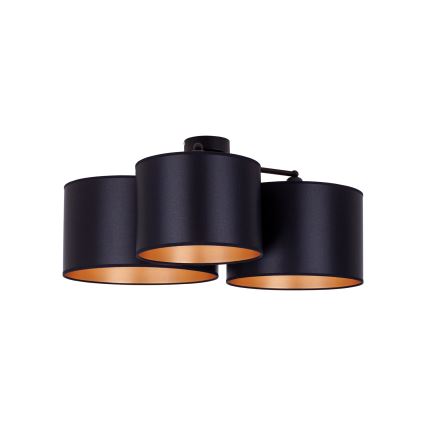 Duolla - Kiinteä kattokruunu ROLLER TRIO SHINY 3xE27/15W/230V musta/kulta