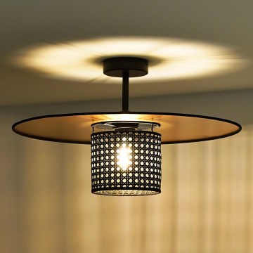 Duolla - Kiinteä kattokruunu TOKYO RATTAN 1xE27/15W/230V halkaisija 50 cm kulta/musta