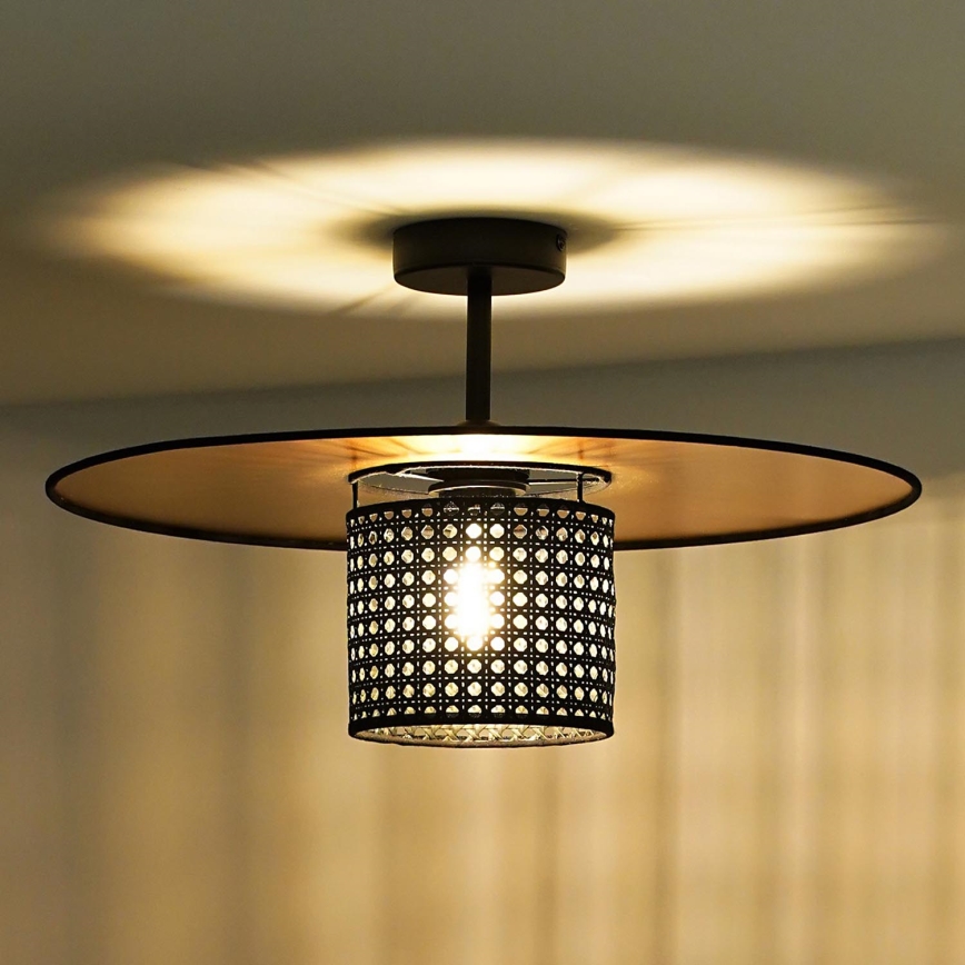 Duolla - Kiinteä kattokruunu TOKYO RATTAN 1xE27/15W/230V halkaisija 50 cm kulta/musta