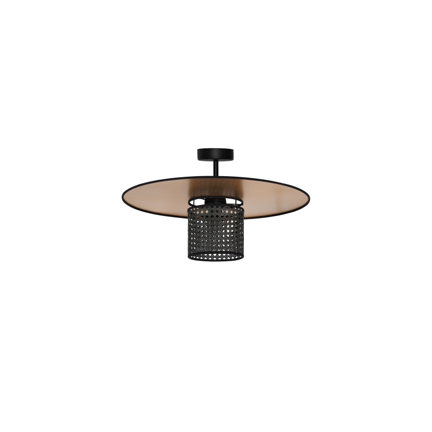 Duolla - Kiinteä kattokruunu TOKYO RATTAN 1xE27/15W/230V halkaisija 50 cm kulta/musta