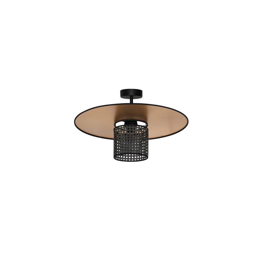 Duolla - Kiinteä kattokruunu TOKYO RATTAN 1xE27/15W/230V halkaisija 50 cm kulta/musta