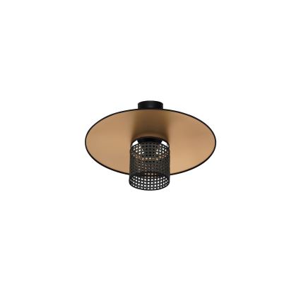 Duolla - Kiinteä kattokruunu TOKYO RATTAN 1xE27/15W/230V halkaisija 50 cm kulta/musta