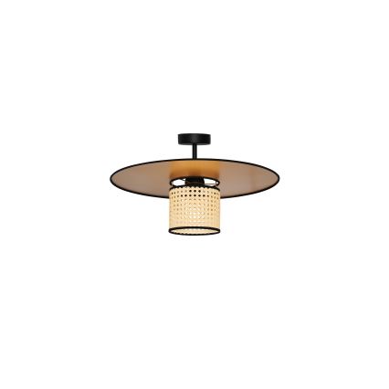 Duolla - Kiinteä kattokruunu TOKYO RATTAN 1xE27/15W/230V halkaisija 50 cm kulta/rottinki