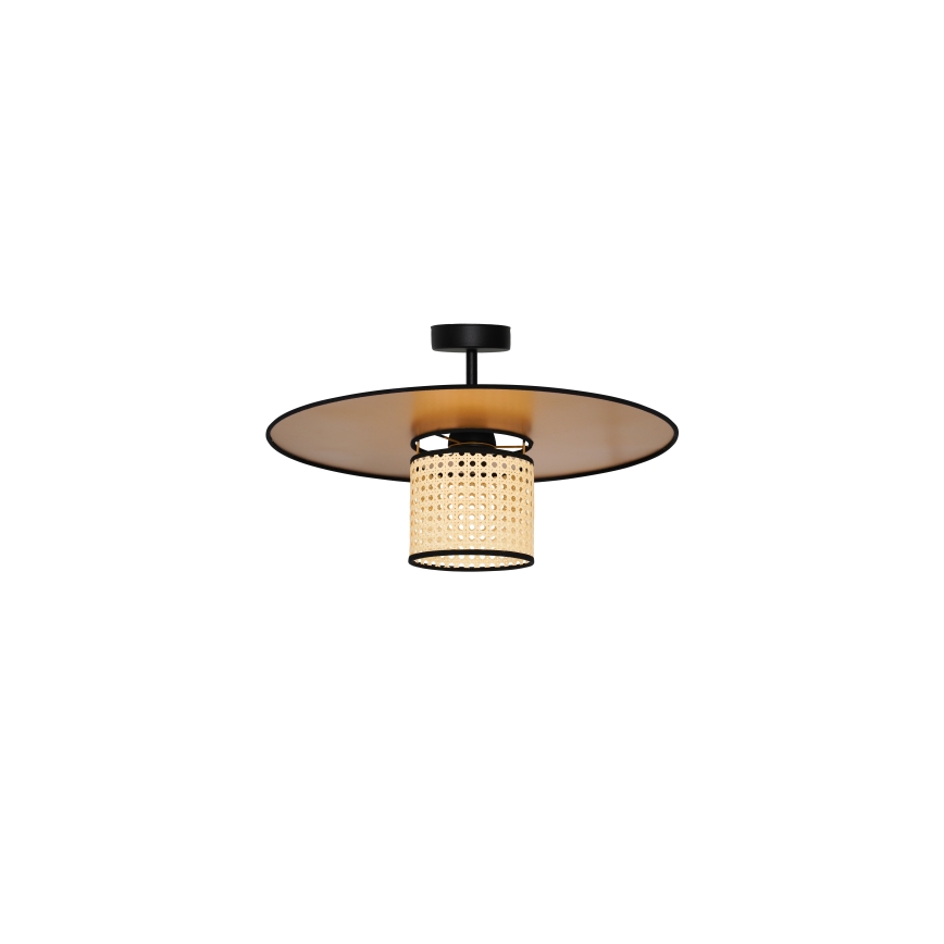 Duolla - Kiinteä kattokruunu TOKYO RATTAN 1xE27/15W/230V halkaisija 50 cm kulta/rottinki