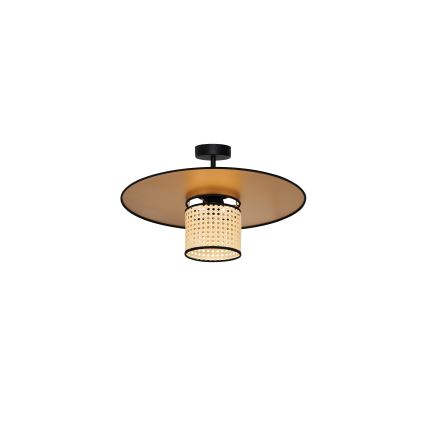 Duolla - Kiinteä kattokruunu TOKYO RATTAN 1xE27/15W/230V halkaisija 50 cm kulta/rottinki