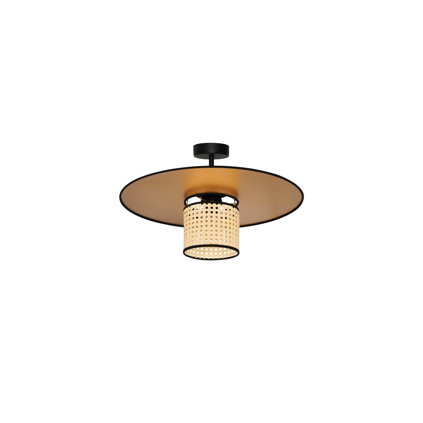 Duolla - Kiinteä kattokruunu TOKYO RATTAN 1xE27/15W/230V halkaisija 50 cm kulta/rottinki
