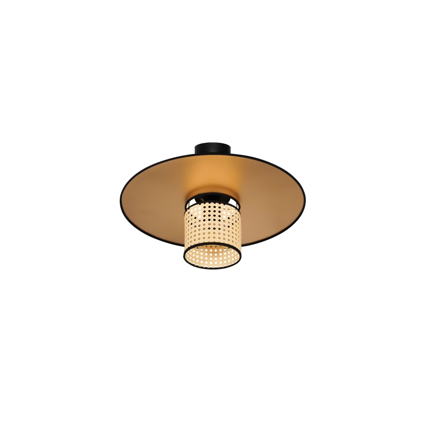 Duolla - Kiinteä kattokruunu TOKYO RATTAN 1xE27/15W/230V halkaisija 50 cm kulta/rottinki
