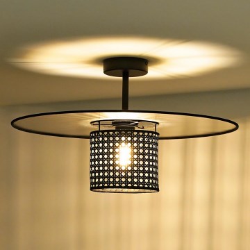 Duolla - Kiinteä kattokruunu TOKYO RATTAN 1xE27/15W/230V halkaisija 50 cm musta/hopea
