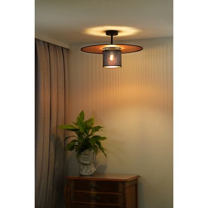 Duolla - Kiinteä kattokruunu TOKYO SHINY 1xE27/15W/230V halkaisija 50 cm musta/kupari