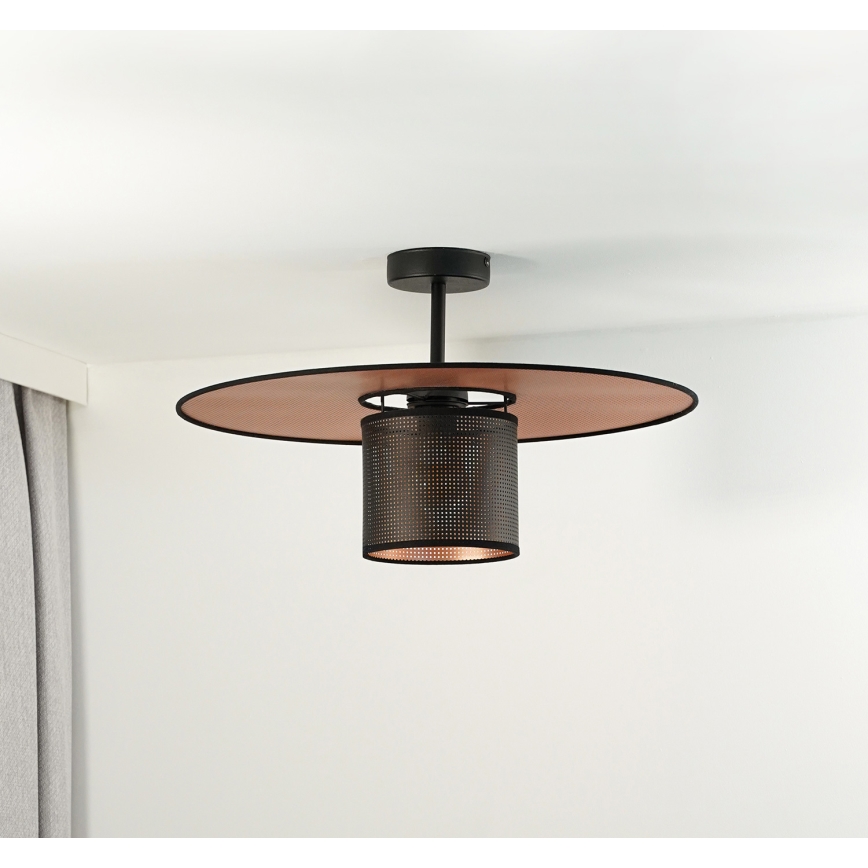 Duolla - Kiinteä kattokruunu TOKYO SHINY 1xE27/15W/230V halkaisija 50 cm musta/kupari