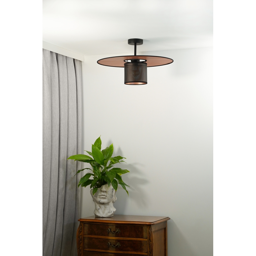 Duolla - Kiinteä kattokruunu TOKYO SHINY 1xE27/15W/230V halkaisija 50 cm musta/kupari