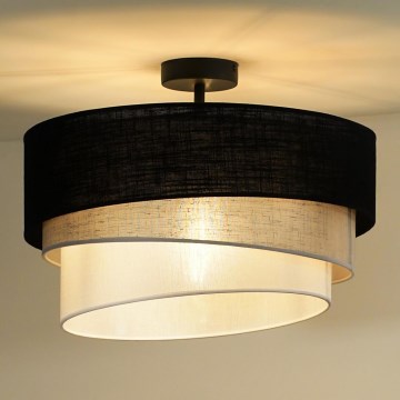 Duolla - Kiinteä kattokruunu TRIO 1xE27/15W/230V halkaisija 45 cm musta/harmaa/valkoinen