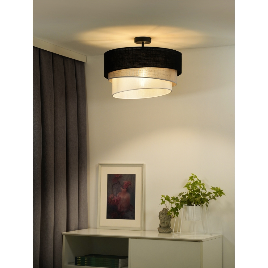 Duolla - Kiinteä kattokruunu TRIO 1xE27/15W/230V halkaisija 45 cm musta/harmaa/valkoinen