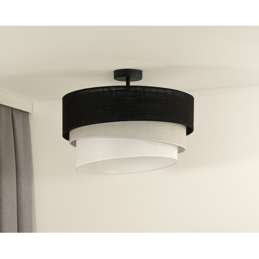 Duolla - Kiinteä kattokruunu TRIO 1xE27/15W/230V halkaisija 45 cm musta/harmaa/valkoinen