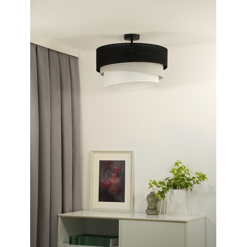 Duolla - Kiinteä kattokruunu TRIO 1xE27/15W/230V halkaisija 45 cm musta/harmaa/valkoinen
