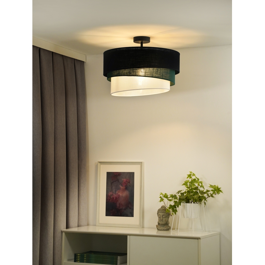 Duolla - Kiinteä kattokruunu TRIO 1xE27/15W/230V halkaisija 45 cm musta/vihreä/valkoinen