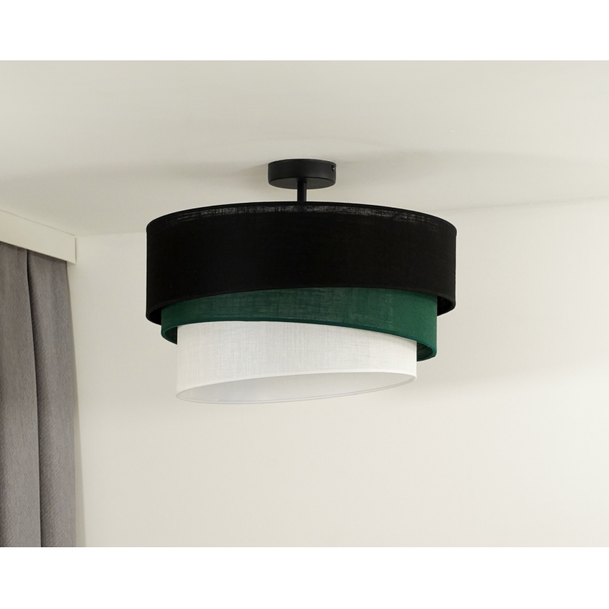 Duolla - Kiinteä kattokruunu TRIO 1xE27/15W/230V halkaisija 45 cm musta/vihreä/valkoinen