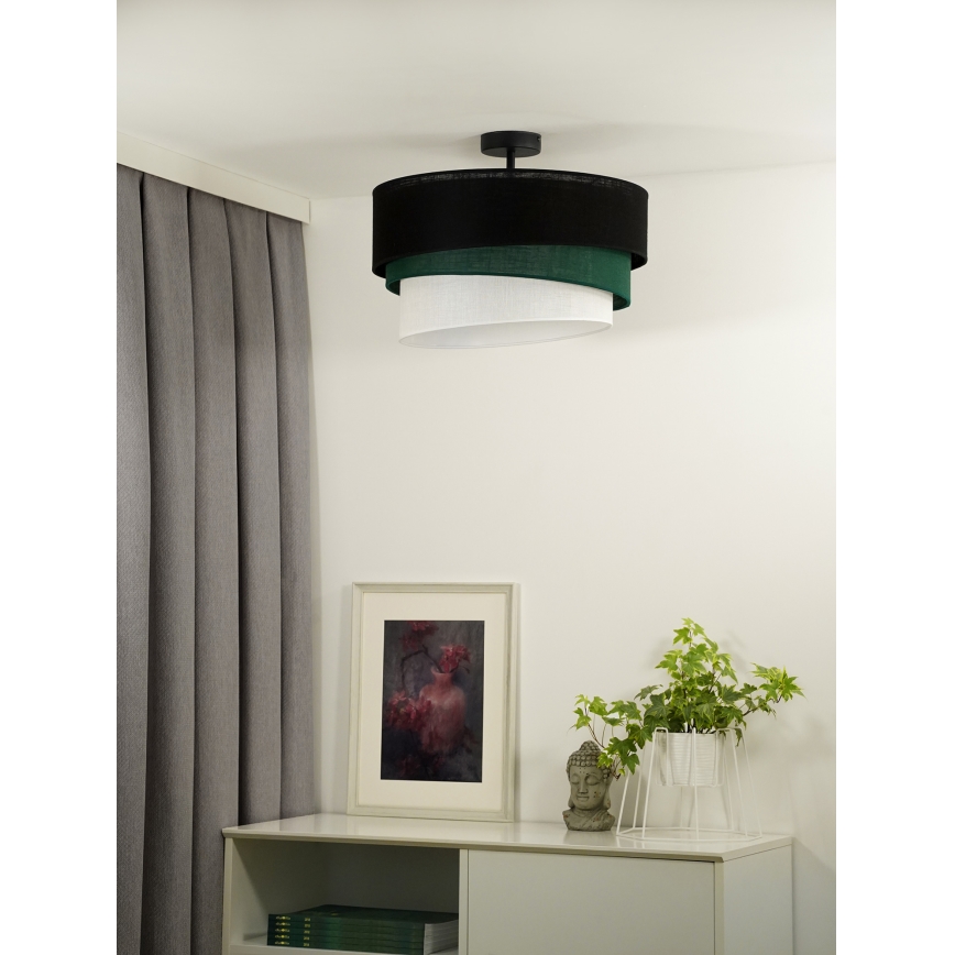 Duolla - Kiinteä kattokruunu TRIO 1xE27/15W/230V halkaisija 45 cm musta/vihreä/valkoinen