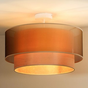 Duolla - Kiinteä kattokruunu WOOD BOHO 1xE27/15W/230V halkaisija 45 cm kupari/beige