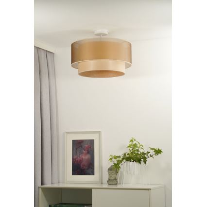 Duolla - Kiinteä kattokruunu WOOD BOHO 1xE27/15W/230V halkaisija 45 cm kupari/beige