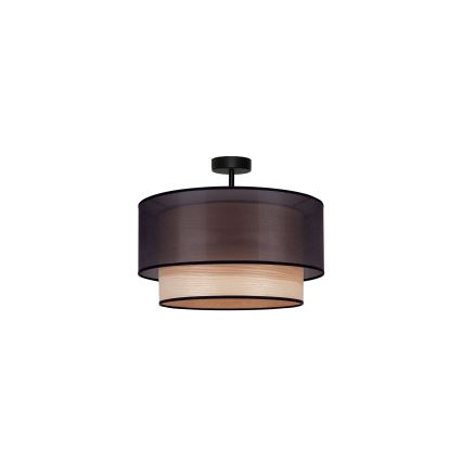 Duolla - Kiinteä kattokruunu WOOD BOHO 1xE27/15W/230V halkaisija 45 cm musta/beige