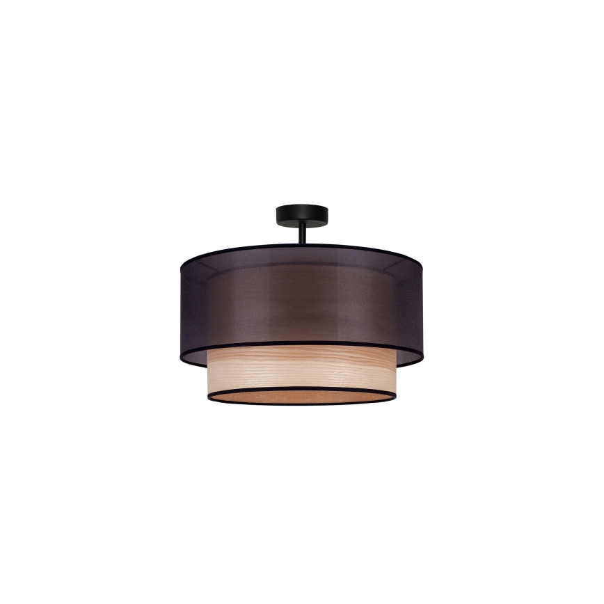 Duolla - Kiinteä kattokruunu WOOD BOHO 1xE27/15W/230V halkaisija 45 cm musta/beige