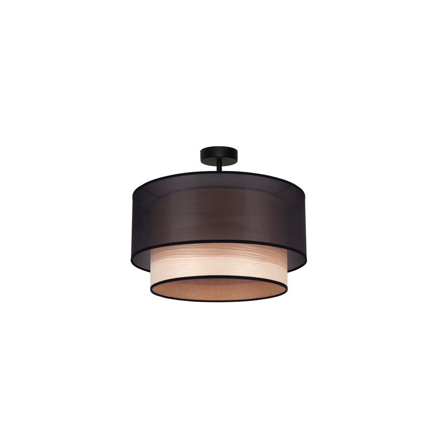 Duolla - Kiinteä kattokruunu WOOD BOHO 1xE27/15W/230V halkaisija 45 cm musta/beige
