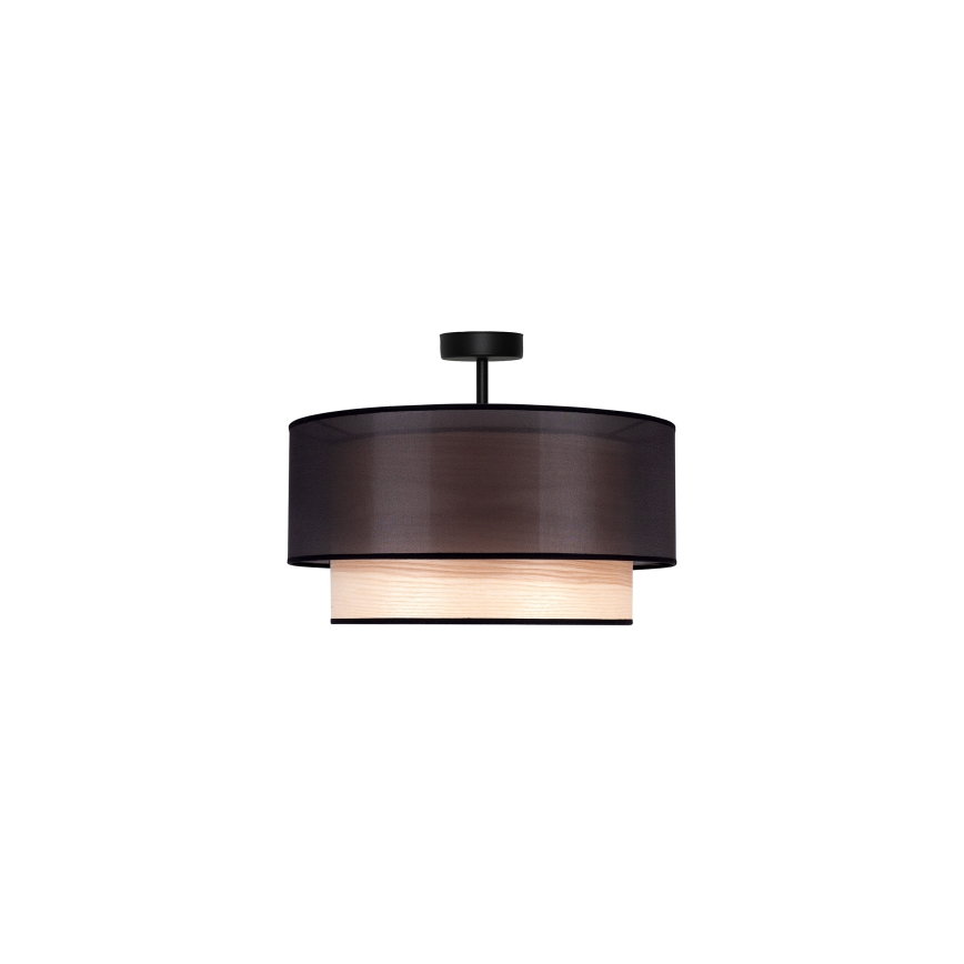 Duolla - Kiinteä kattokruunu WOOD BOHO 1xE27/15W/230V halkaisija 45 cm musta/beige