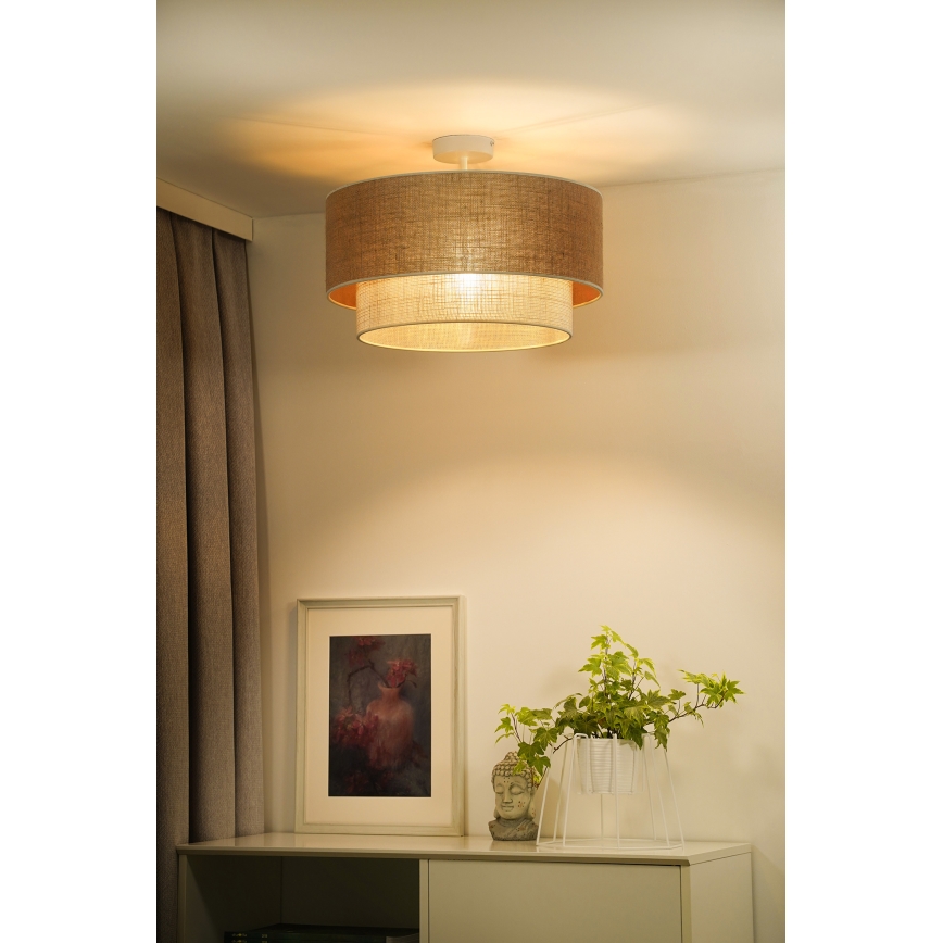 Duolla - Kiinteä kattokruunu YUTE BOHO 1xE27/15W/230V halkaisija 45 cm ruskea/kerma