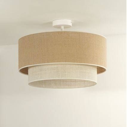 Duolla - Kiinteä kattokruunu YUTE BOHO 1xE27/15W/230V halkaisija 45 cm ruskea/kerma
