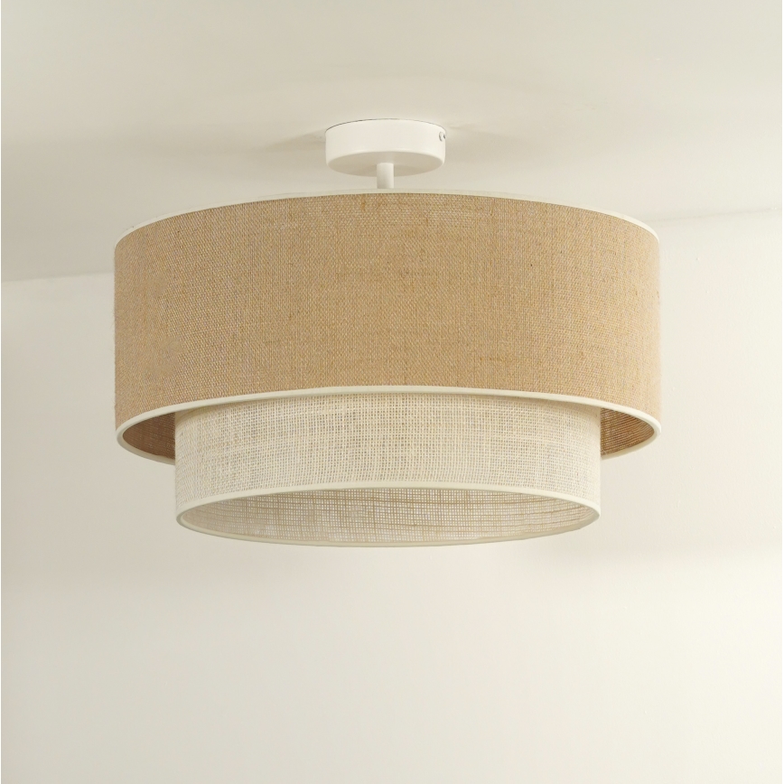 Duolla - Kiinteä kattokruunu YUTE BOHO 1xE27/15W/230V halkaisija 45 cm ruskea/kerma
